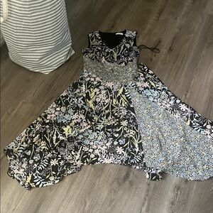 Floral Black and Blue Women's Dress